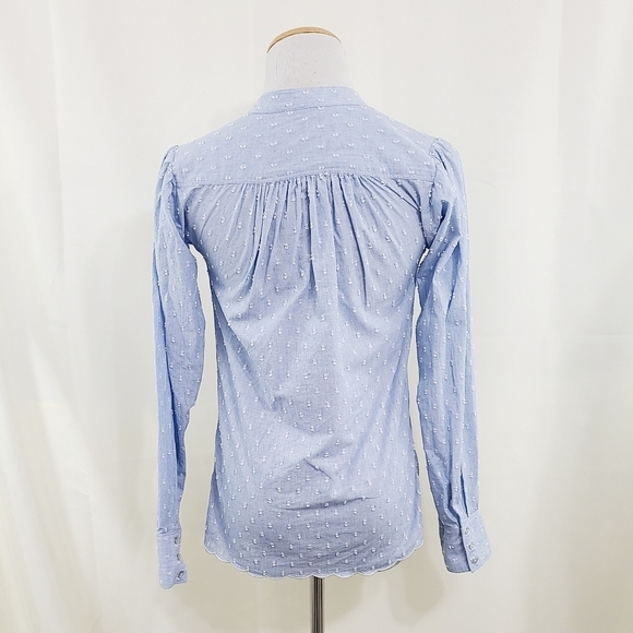 Joie Abidan clip dot cotton blouse Cornflower blue long sleeve women's size XS - Picture 4 of 9
